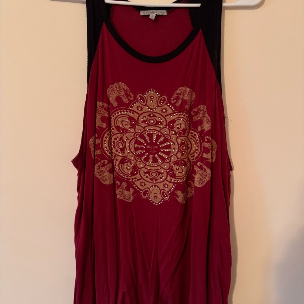 Charlotte Russe Red Tank Top with Mandala Pattern